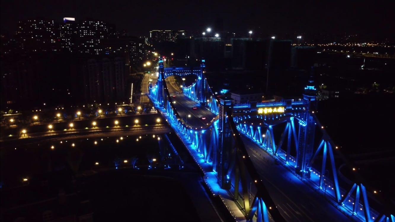 大桥夜景 大桥灯光秀 南京 浦云路大桥 桥梁灯光效果