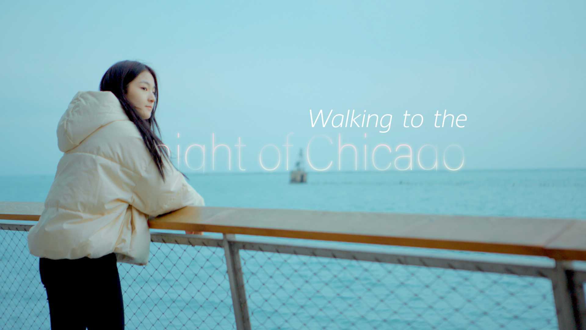 Walking to the night of Chicago