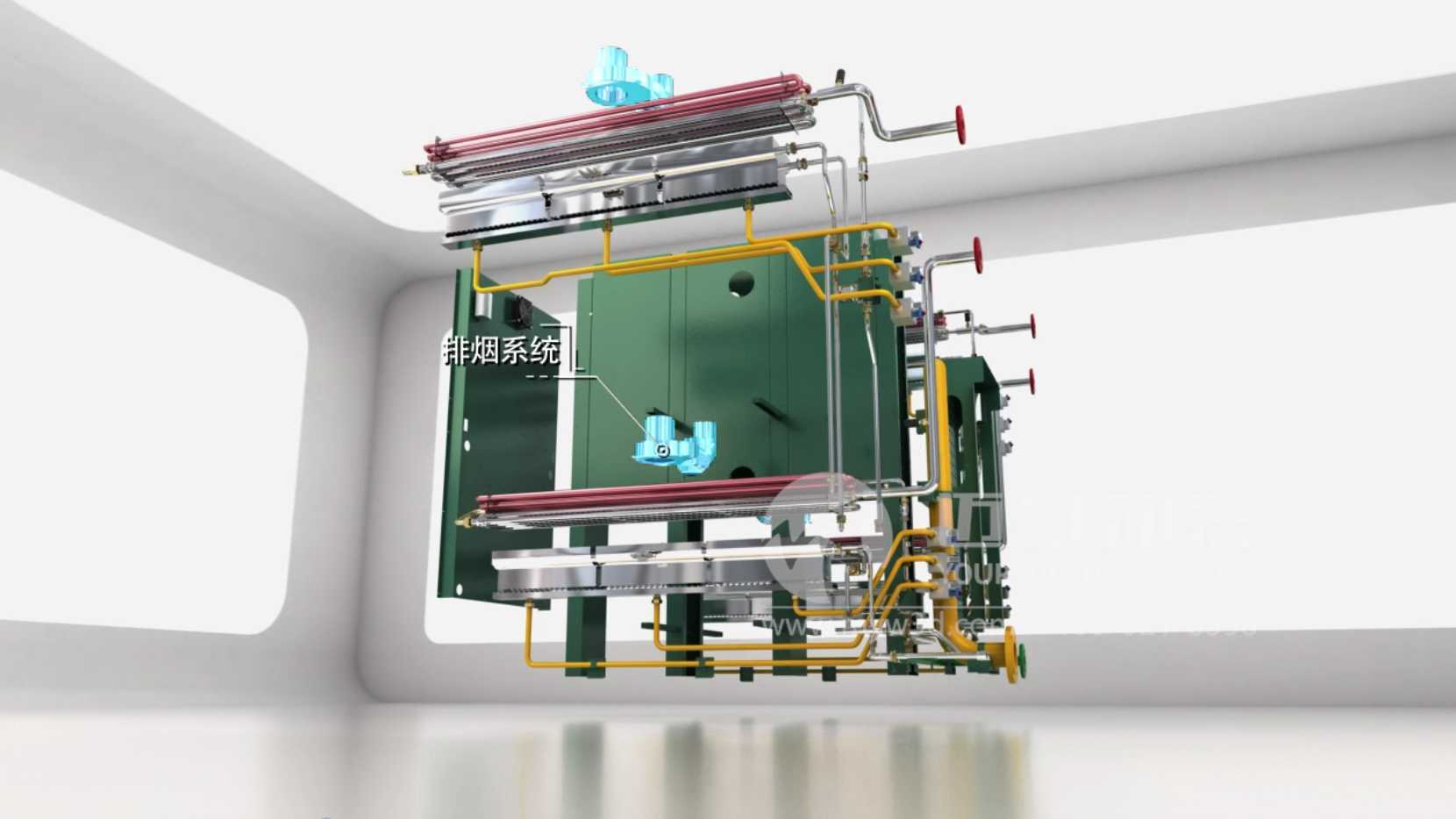 暖通机械设备蒸汽锅炉产品功能演示动画-工业动画制作公司