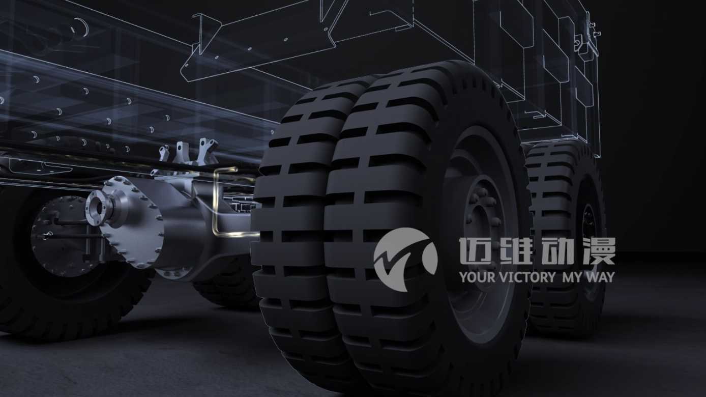 卡车刹车湿式制动系统原理动画演示-工业三维动画制作公司