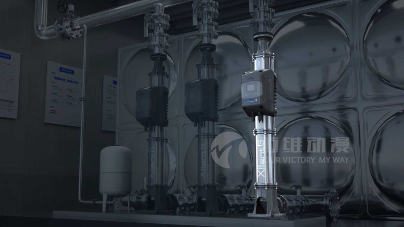 水泵降噪减震静音泵产品设备动画演示-工业三维动画制作公司
