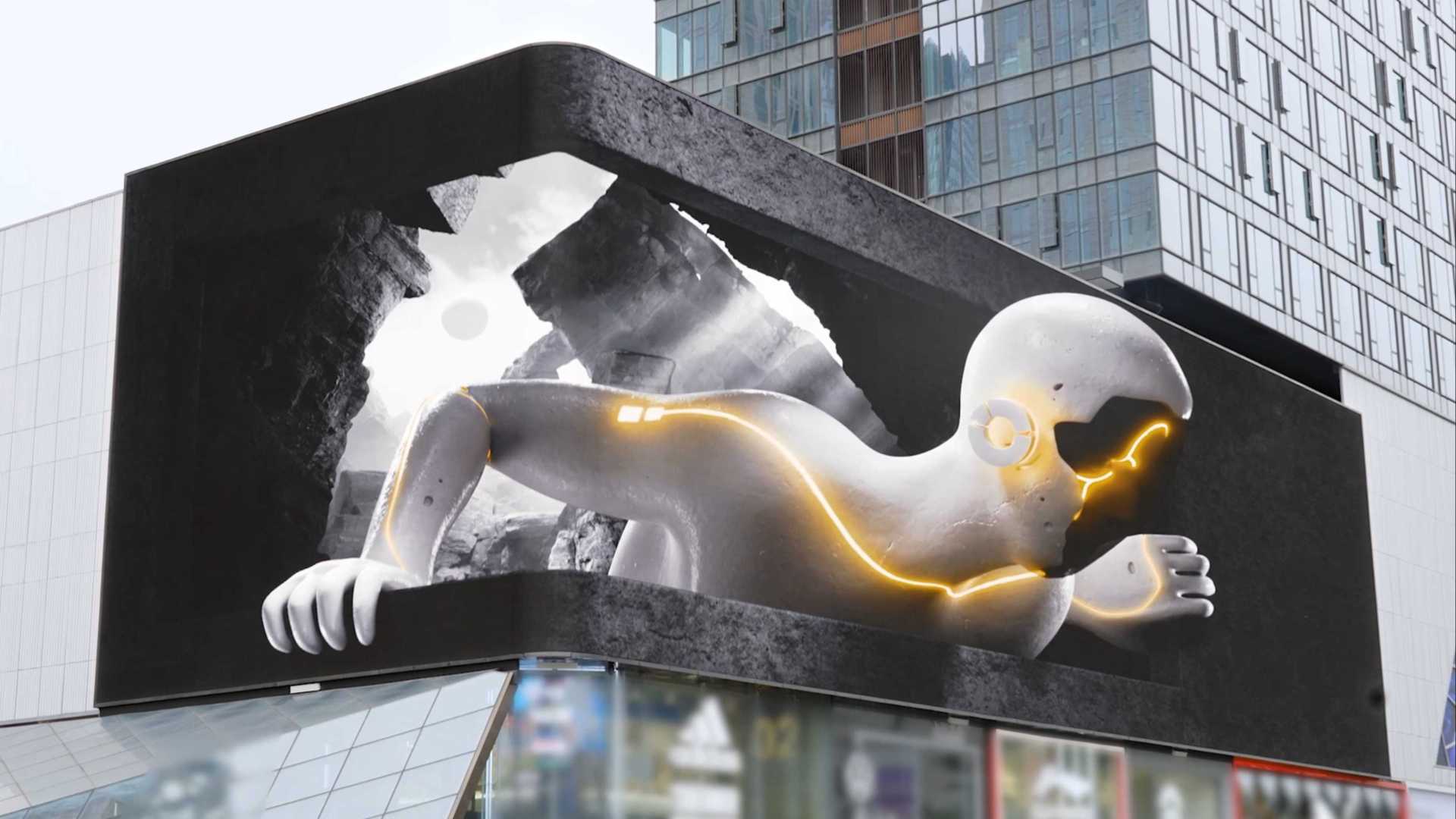 Flint Walk裸眼3D公共艺术《来自未知时空的神秘巨人》