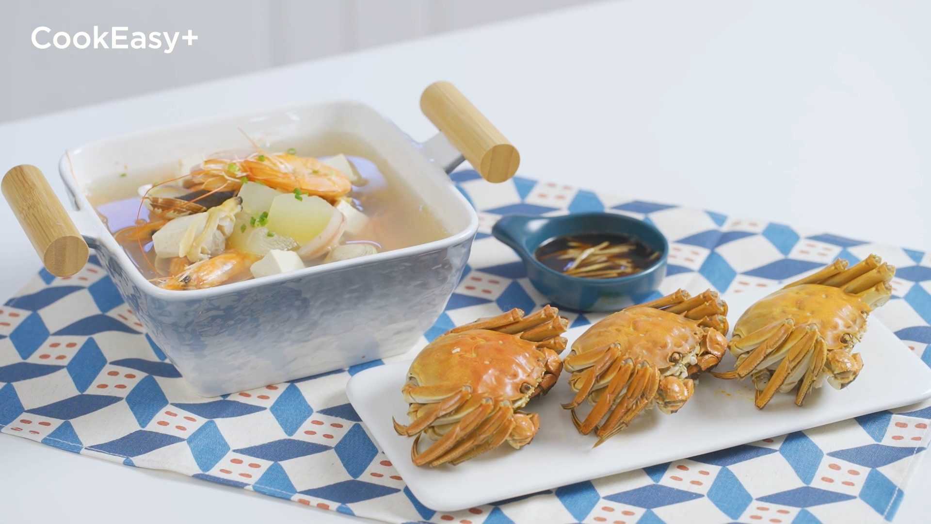 大闸蟹配双花海鲜汤 德龙厨师机版