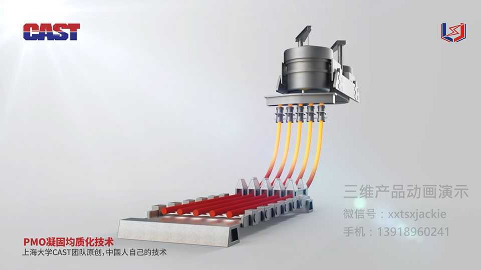 上海大学连铸PMO线圈柱状晶生长原理三维动画