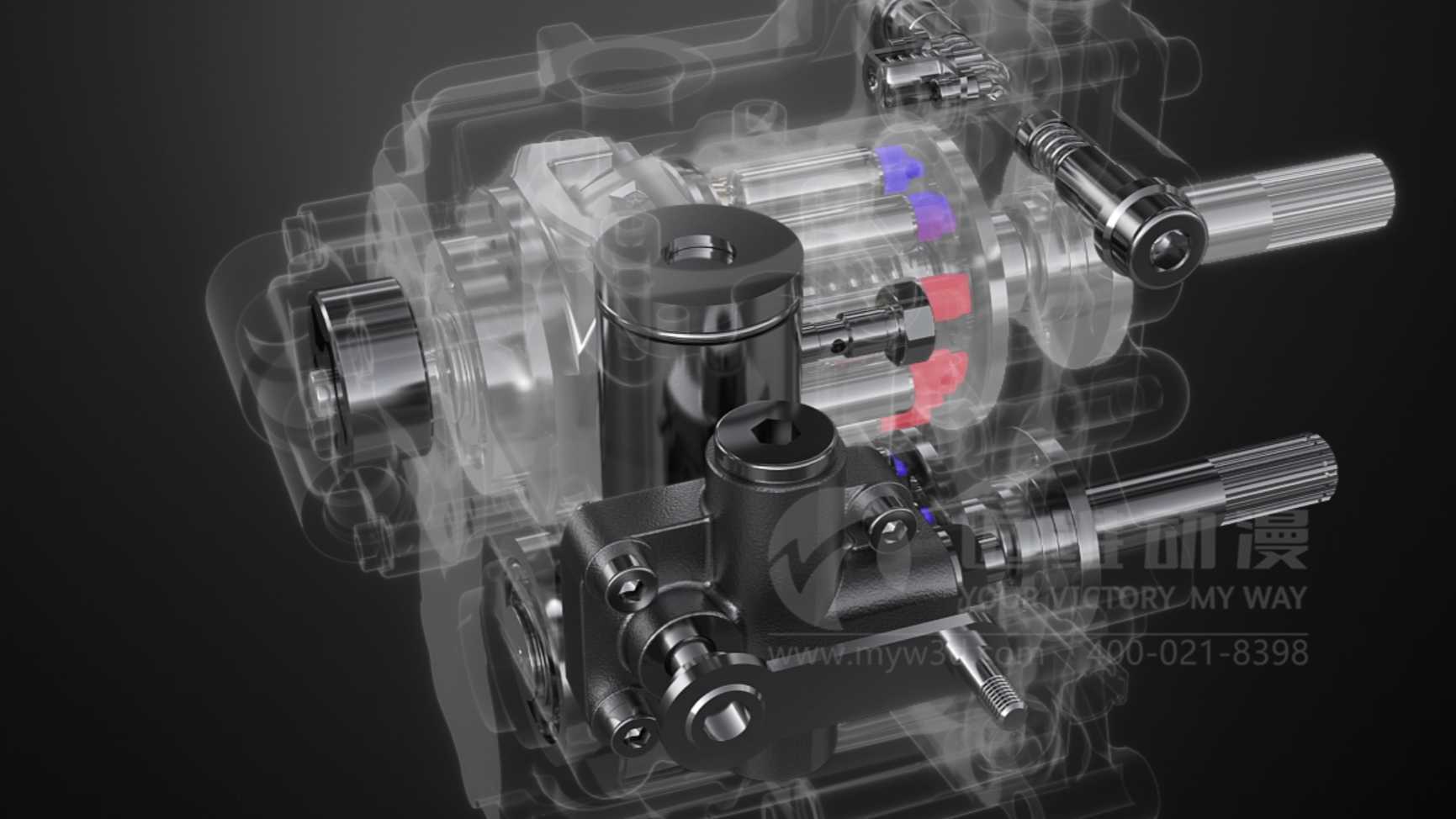 农机泵液压无级变速器设备三维动画展示-工业机械动画制作公司