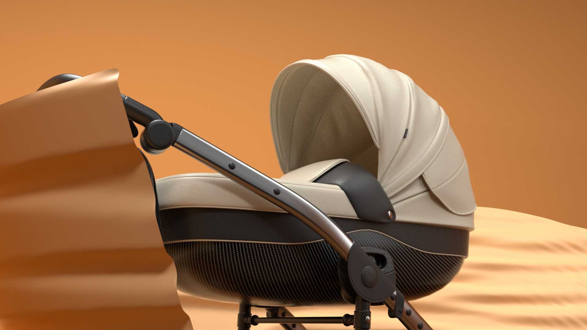 【C4D产品动画】婴儿推车丨布料柔体丨动力学丨户外场景