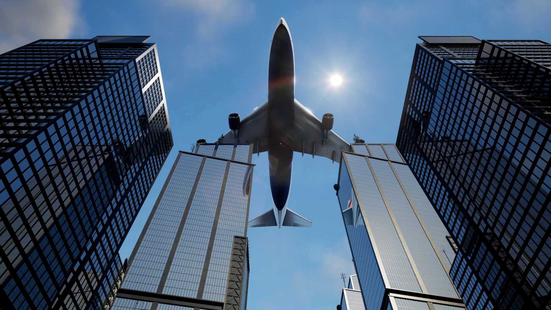 飞机起飞场景三维动画