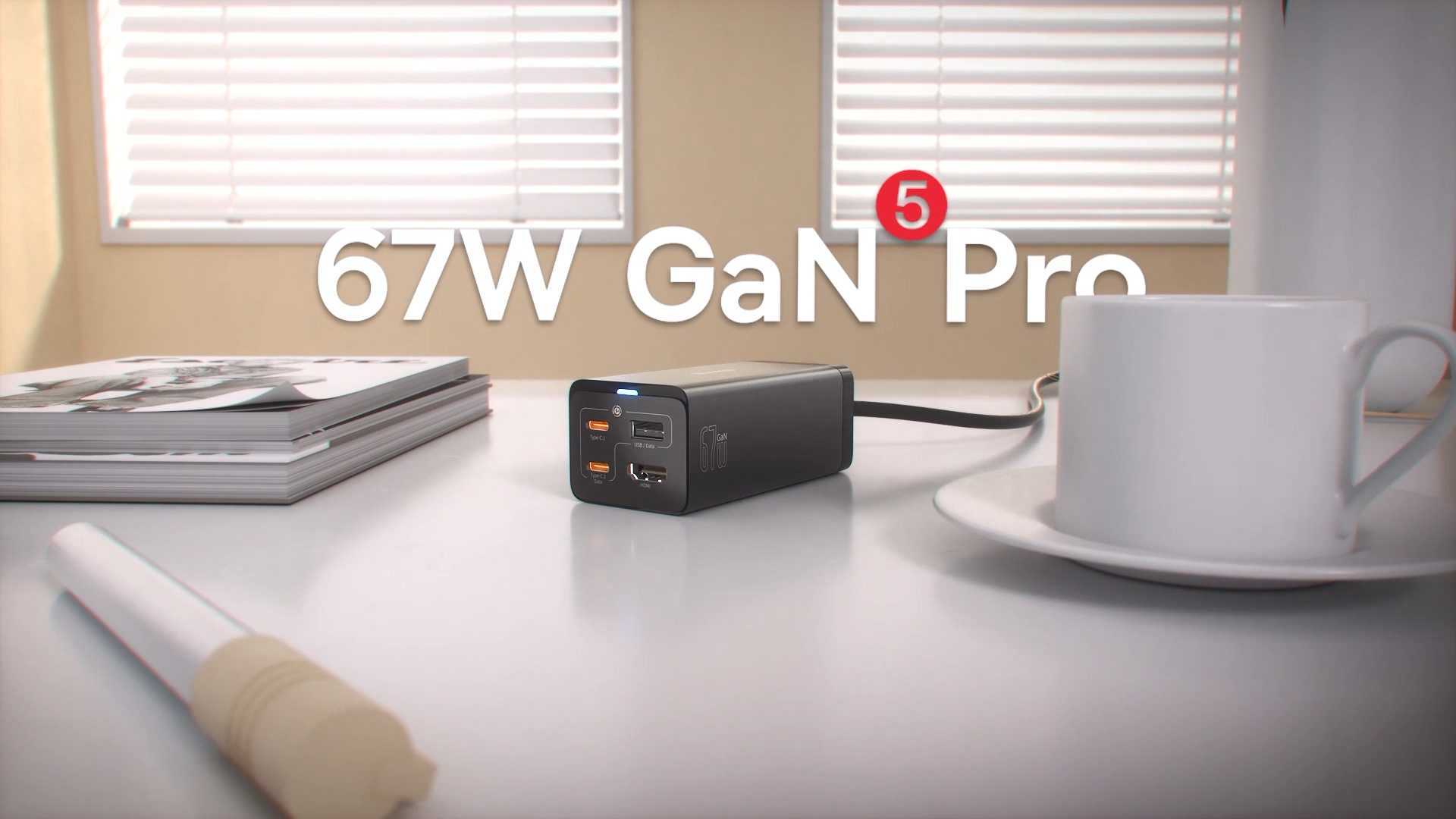 倍思 GaN5 Pro氮化镓多功能桌面快充充电器 67W
