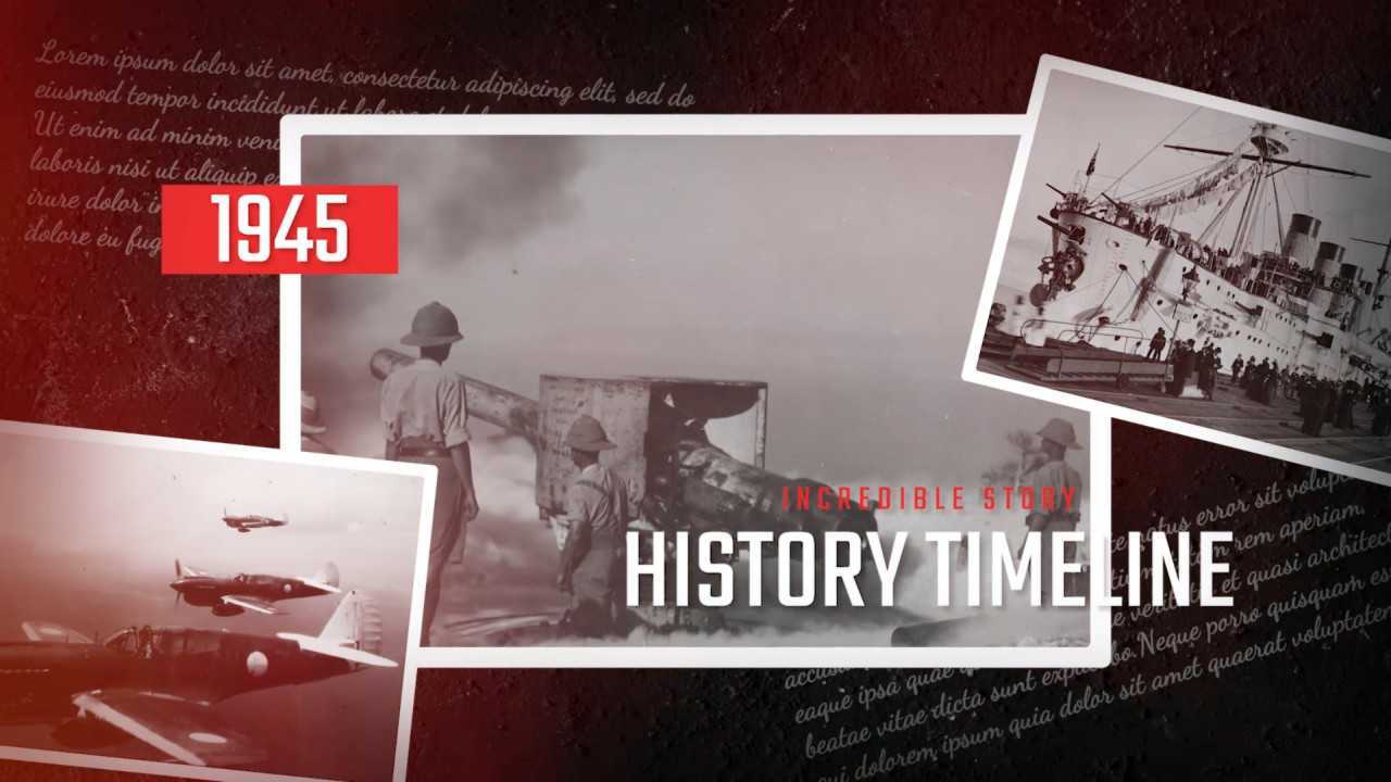 AE模板 | 动态幻灯片历史时间表炫耀历史照片和历史编年史宣传片