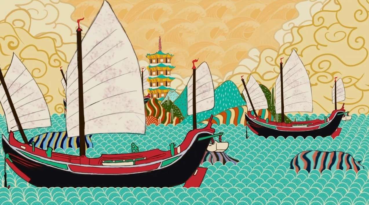 造一条中国古帆船，带上书，然后环游世界