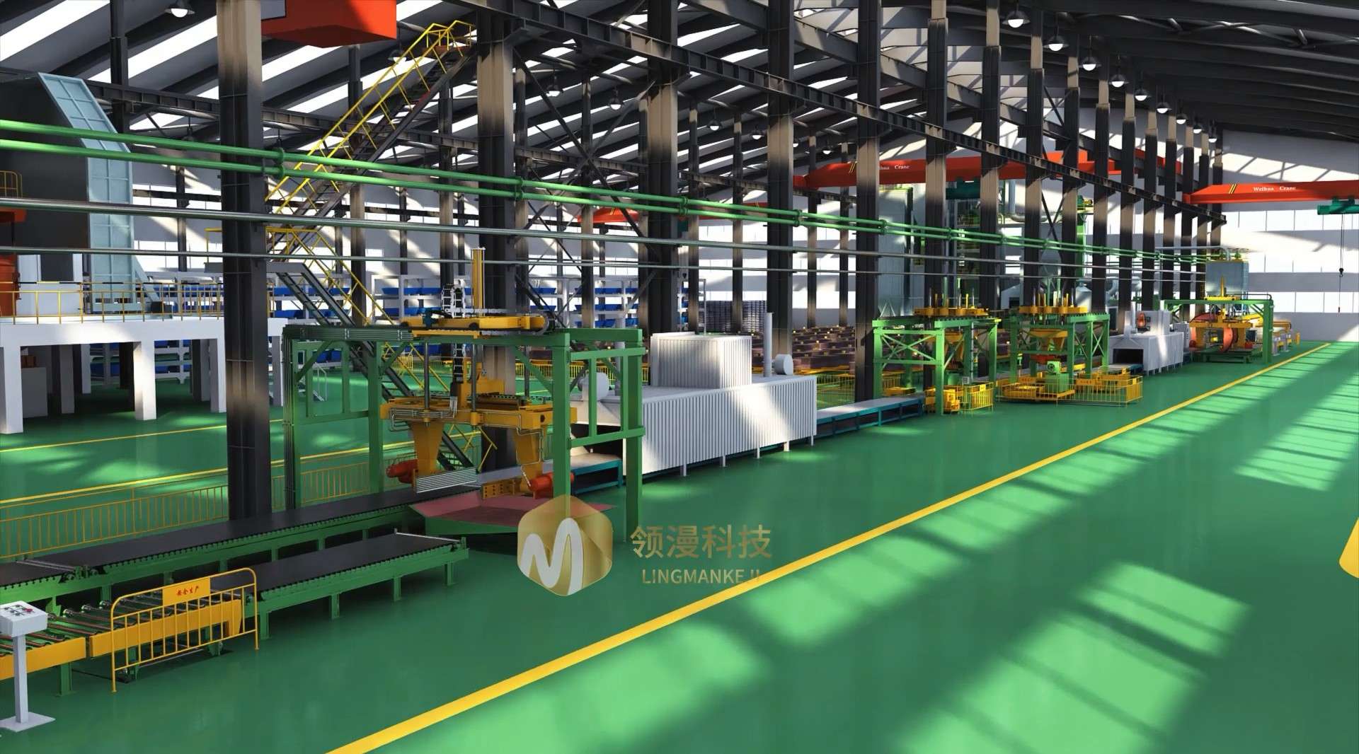 工业机械大型铸造生产线三维动画演示