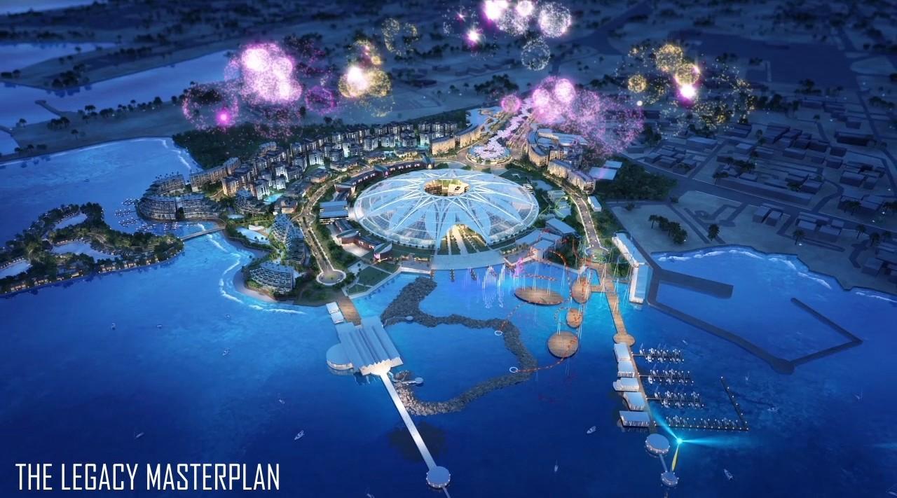 三维动画卡塔尔多哈体育馆片区城市规划