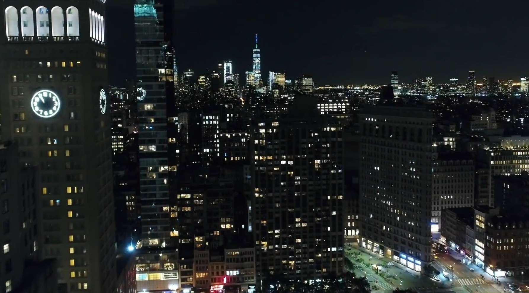 城市夜景航拍纽约之夜~