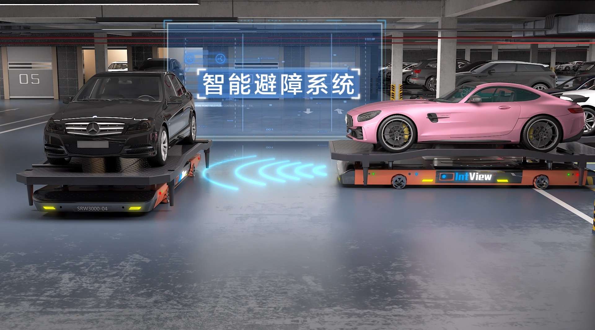 上海智能AGV机器人产品三维动画-智能车库智能泊车房三维动画
