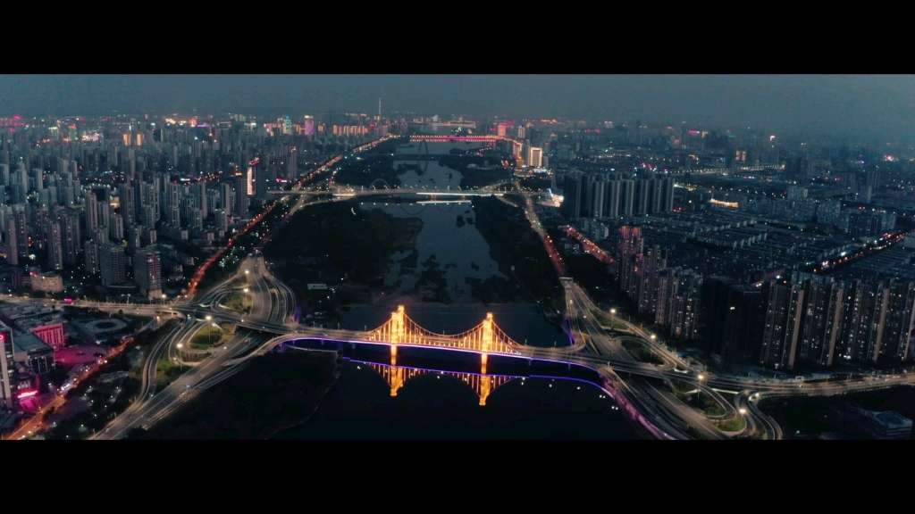 临沂祊河桥夜景航拍
