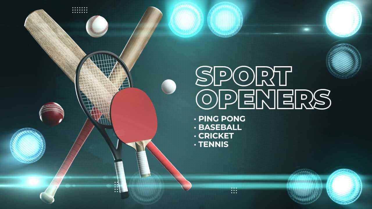 PR模板 | 分屏网球乒乓球板球棒球运动标志宣传锦标赛展示团队标志片头