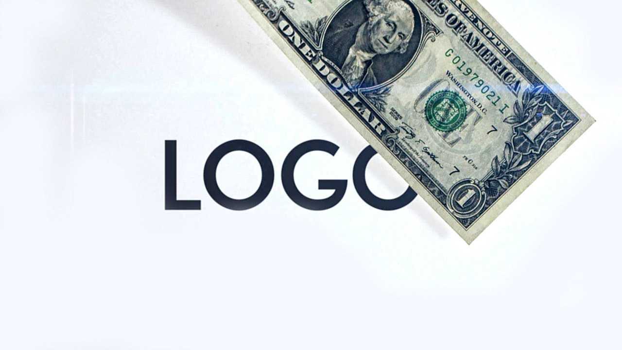 PR模板|深色背景美元钞票动画标志LOGO演绎动画开场