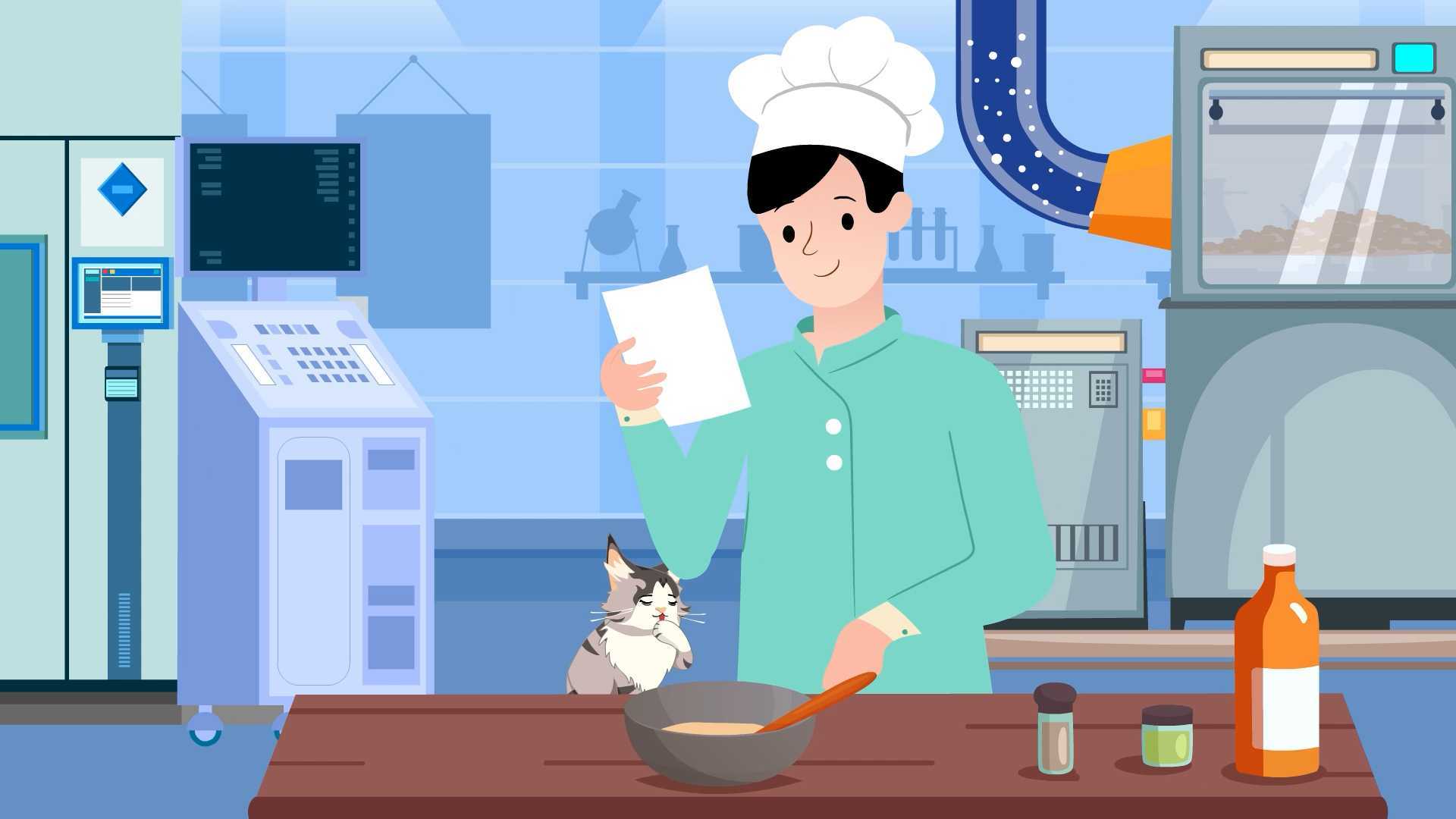 三段式轻度烘焙工艺|猫粮|产品宣传|手绘场景