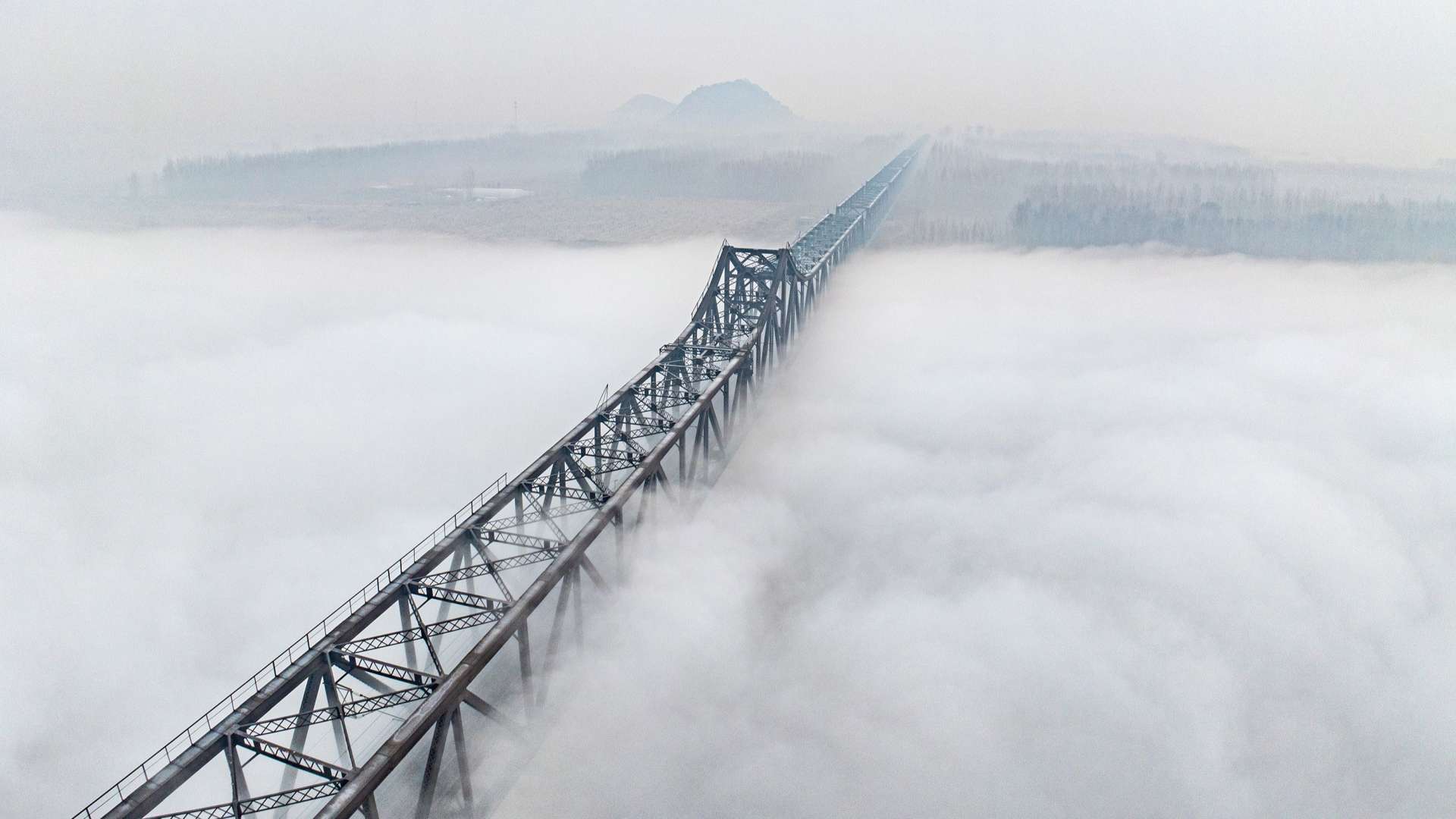 黄河铁路桥-雾