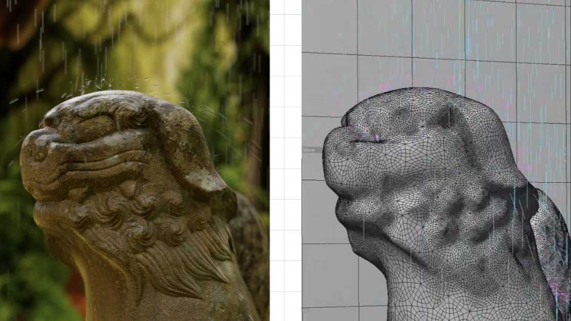 雨水打湿石狮子写实渲染~c4d工程