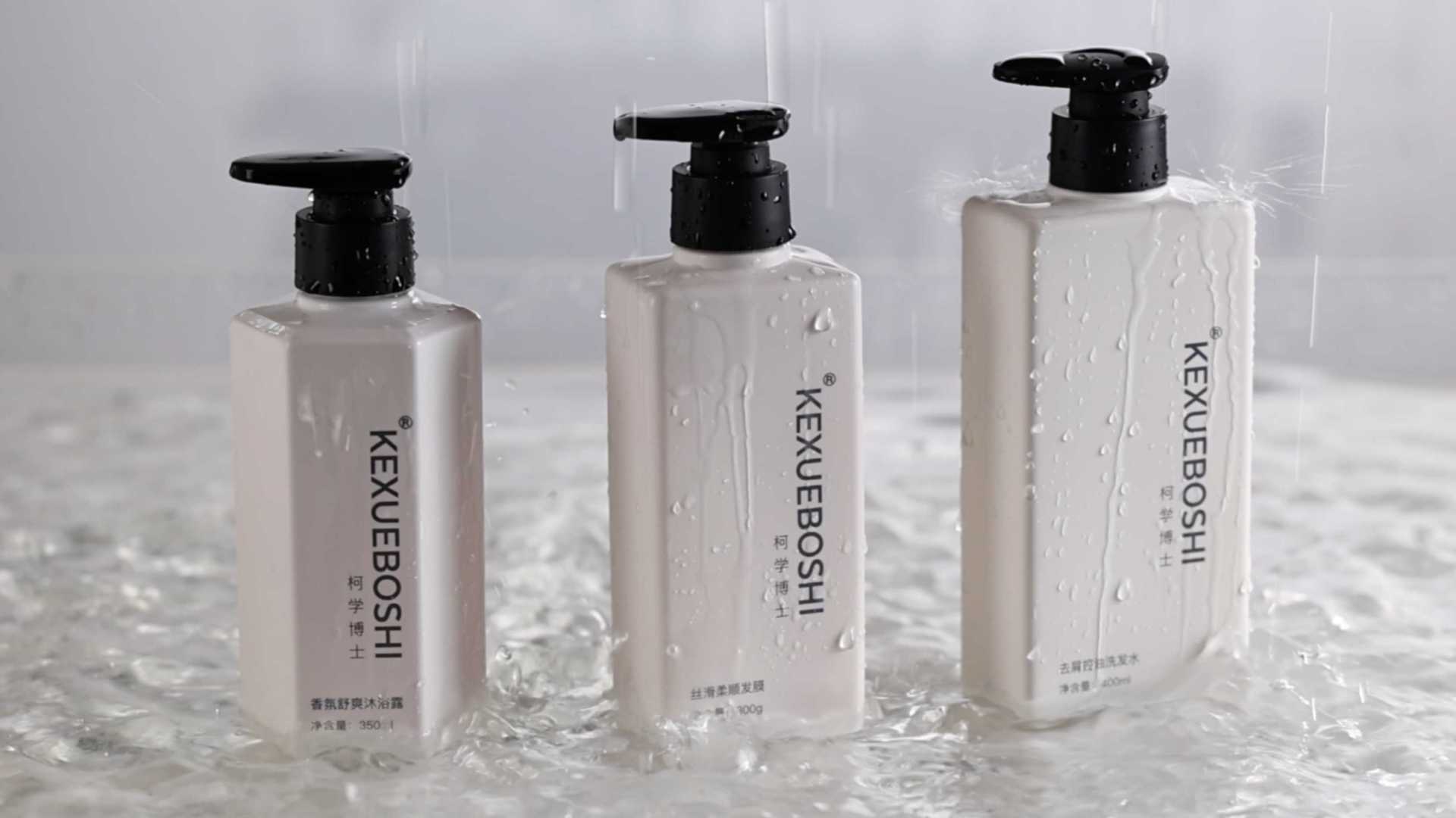 「静物摄影」简洁环境拍出“蓬”然心动的洗发水创意广告片，洗护用品柯学博士洗发视频