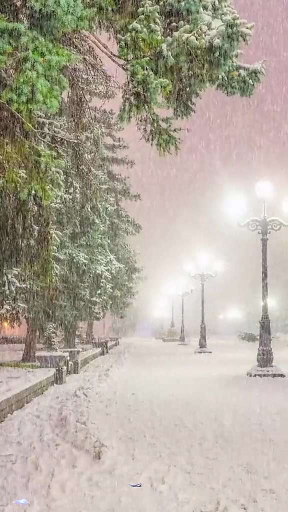 美景分享！在大雪中无人的街道！