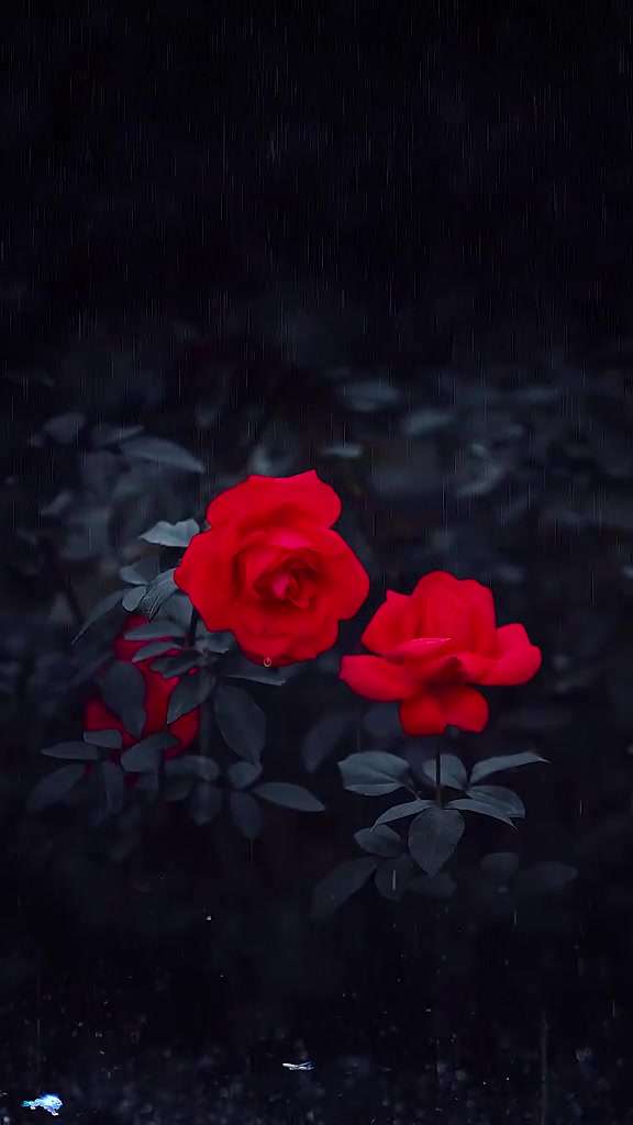 雨中的玫瑰花显得格外红艳