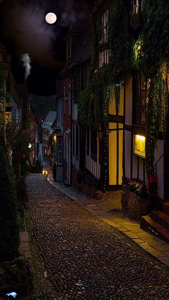 深夜中的小巷景色如此美丽