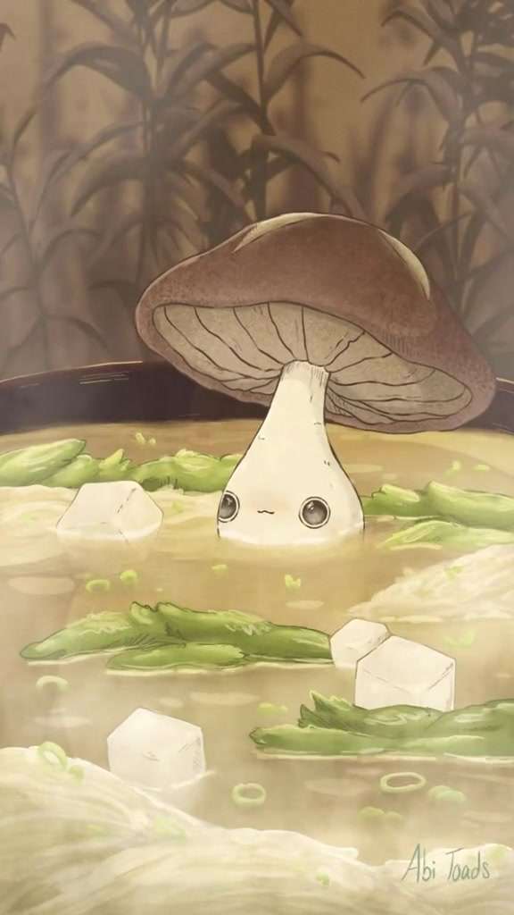 小蘑菇怪正在菜汤里泡澡！