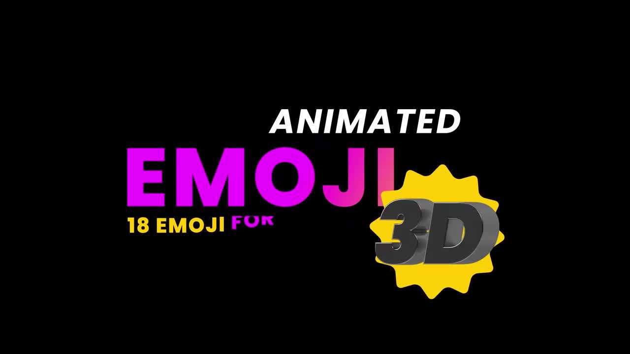 AE模板|可爱3D表情图形动效动画标签头像Emoji元素图形