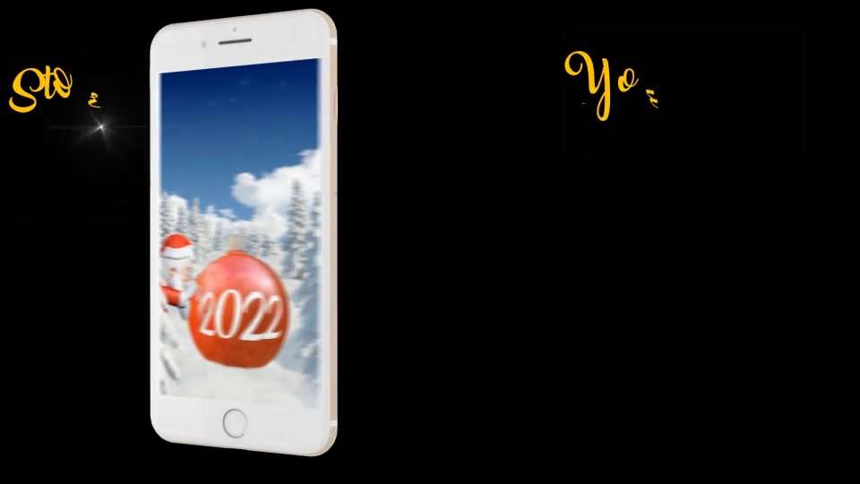 AE模板 | 竖屏手机模型圣诞老人推雪球标题动画展示