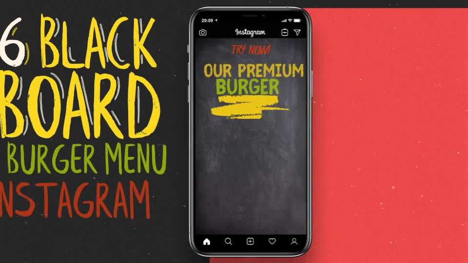 AE模板 | 竖屏有趣黑板风格创意美食餐饮汉堡蔬菜餐厅快餐宣传片动画