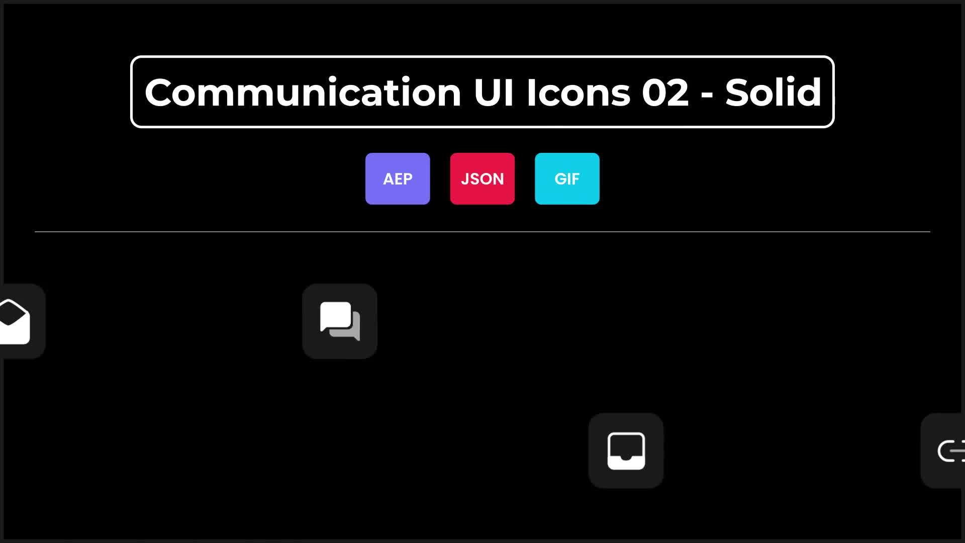AE模板 | 简洁动态黑色背景通信UI实心图标展示