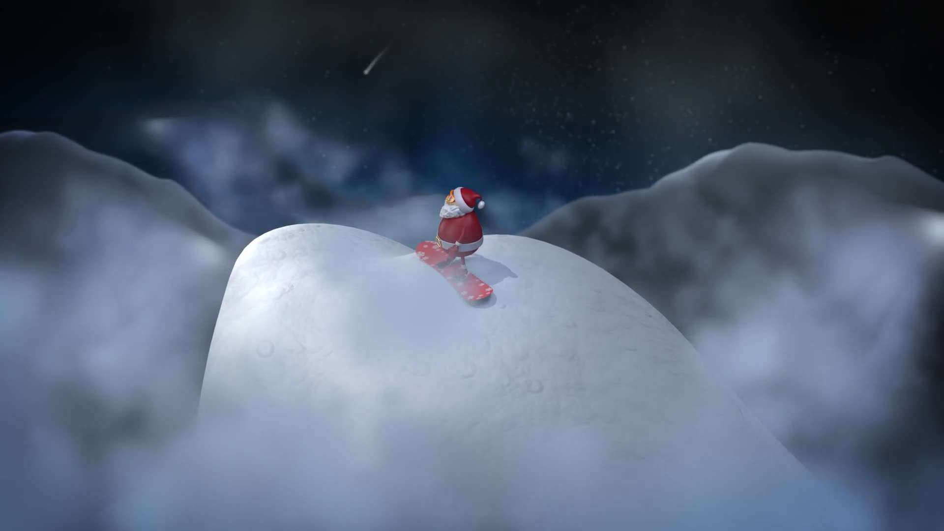 AE模板|简短圣诞节创意圣诞老人滑雪板标题动画片头